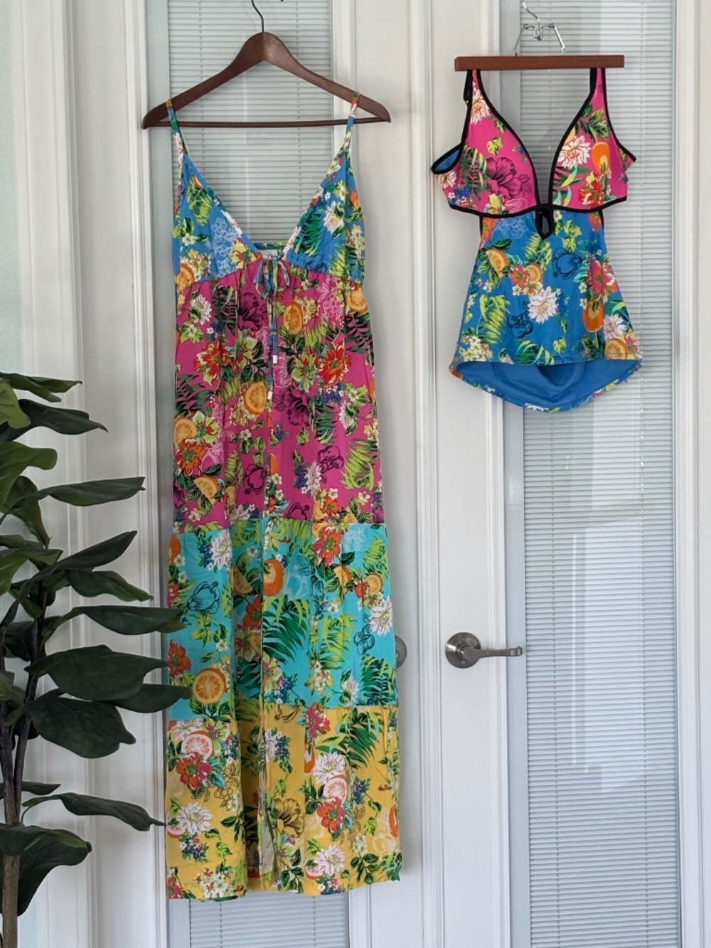 NWT BAR III Summer Spritz Tankini top and Maxi Coverup Set Sz S/M